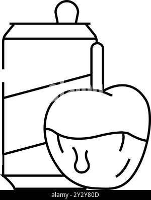 illustration vectorielle d'icône de la gamme de boissons et d'en-cas aux fruits au caramel Illustration de Vecteur