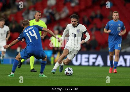 Londres, Royaume-Uni. 10 septembre 2024. Jack Grealish d'Angleterre (10) en action. Angleterre v Finlande, match du groupe F de l'UEFA Nations League au stade de Wembley à Londres le mardi 10 septembre 2024. Usage éditorial exclusif. photo par Andrew Orchard/Andrew Orchard photographie sportive/Alamy Live News crédit : Andrew Orchard photographie sportive/Alamy Live News Banque D'Images