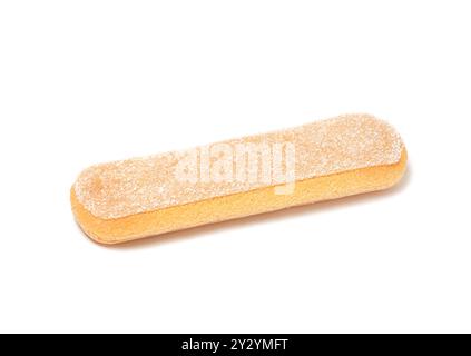 Biscuit simple ladyfinger ou savoiardi, desserts italiens et biscuits éponges, isolés sur fond blanc Banque D'Images