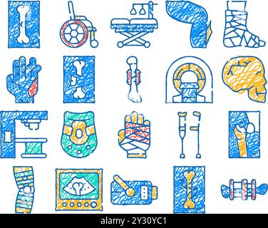 icône d'accident de fracture dessinée à la main Illustration de Vecteur