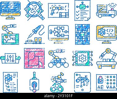 icône d'ingénieur en automatisation dessinée à la main Illustration de Vecteur