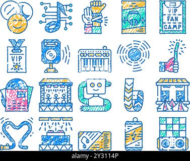 icône de musique de danse électronique dessinée à la main Illustration de Vecteur