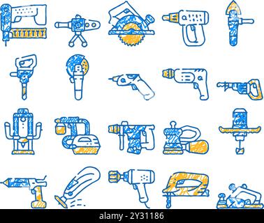 outils pour la construction icône dessinée à la main Illustration de Vecteur