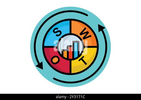 Icône de contour coloré SWOT. icône liée à la gestion de l'entreprise. illustration vectorielle des éléments métier Illustration de Vecteur