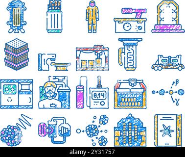 icône de réacteur nucléaire dessinée à la main Illustration de Vecteur