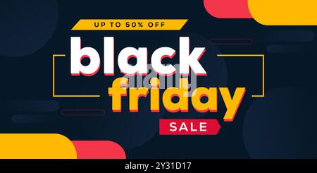 conception d'illustration de bannière horizontale black friday Illustration de Vecteur