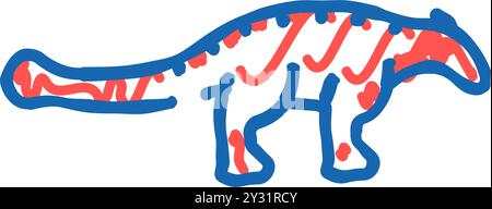 ankylosaurus dinosaure signe icône doodle illustration Illustration de Vecteur