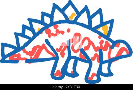 stegosaurus dinosaure signe icône doodle illustration Illustration de Vecteur