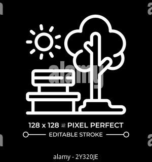 Icône linéaire blanche des espaces publics verts pour le thème sombre Illustration de Vecteur