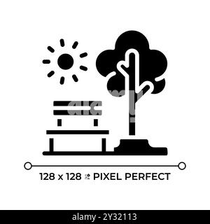 Icône de glyphe noir des espaces publics verts Illustration de Vecteur
