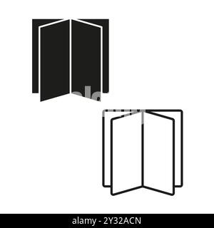 Jeu d'icônes de livre ouvert. Contour noir et blanc simple. Illustration vectorielle minimaliste. Symbole propre et moderne. Illustration de Vecteur
