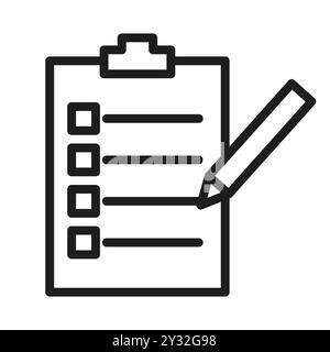 Icône de liste de contrôle. Lignes simples. Gestion des tâches. Graphique vectoriel. Illustration de Vecteur