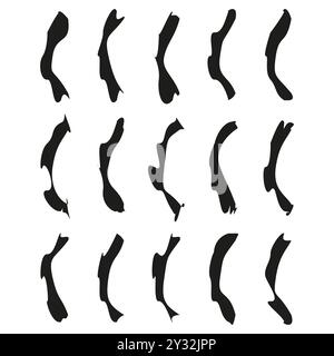 Formes organiques abstraites. Formes noires courbes. Motif minimaliste répétitif. Design moderne audacieux. Illustration de Vecteur