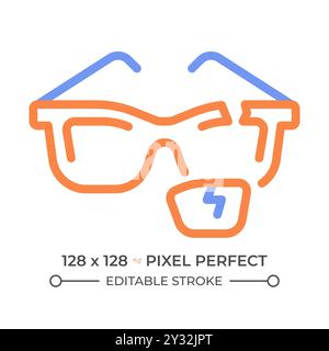 Icône de ligne de deux couleurs de lunettes cassées Illustration de Vecteur