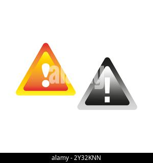Icône d'avertissement avec point d'exclamation. Panneaux triangulaires jaunes et noirs. Symbole de danger de pente. Conception de mise en garde vectorielle. Illustration de Vecteur