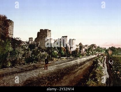 Yedikule, die Burg der sieben Türme, liegt direkt an der Theodosianischen Landmauer, Constantinople, Istanbul, Türkei, Ansicht aus 1885, Historisch, digital restaurierte Reproduktion von einer Vorlage aus dem 19. Jahrhundert, date du dossier non précisée Banque D'Images