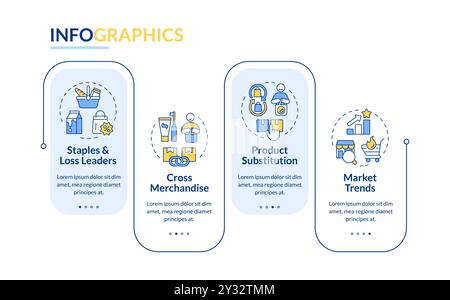 Modèle d'infographie rectangle bleu pour l'optimisation de l'assortiment de produits Illustration de Vecteur
