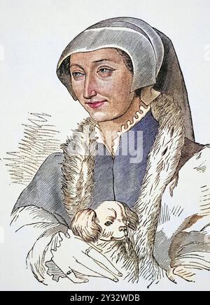 Marguerite de Navarre, 1492 - 1549, auch bekannt als Marguerite von Angoulême und Margarete von Navarra, Königin von König Heinrich II. von Navarra. AUS „Science and Literature in the Middle Ages“ von Paul Lacroix, veröffentlicht in London 1878, Historisch, digital restaurierte Reproduktion von einer Vorlage aus dem 19. Jahrhundert, date du dossier non précisée Banque D'Images