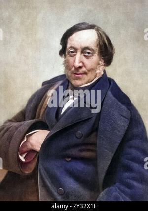 Gioachino (Antonio) Rossini (1792-1868), Italienischer Komponist. Nach einem Foto von Nadar, pseudonyme von Gaspard-Felix Tournachon (1820-1910)., Historisch, digital restaurierte Reproduktion von einer Vorlage aus dem 19. Jahrhundert, date du dossier non précisée Banque D'Images