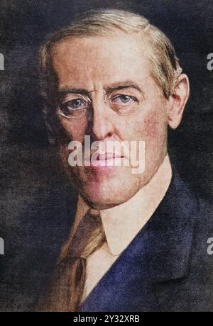 Thomas Woodrow Wilson 1856 bis 1924. 28. Präsident der Vereinigten Staaten. AUS l illustration, 1917., Historisch, digital restaurierte Reproduktion v Banque D'Images