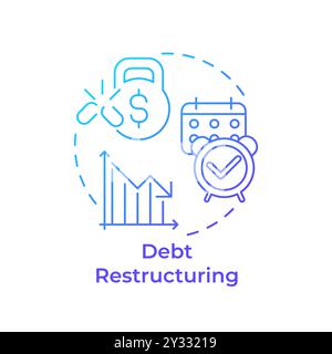 Icône de concept de gradient bleu de restructuration de dette Illustration de Vecteur