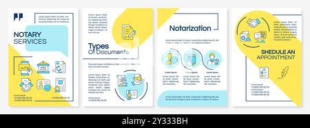 Modèle de brochure bleu et jaune du service de notarisation Illustration de Vecteur