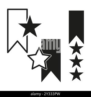 Icône de signet étoile. Ruban avec étoiles. Concept de récompense Vector. Style noir et blanc. Illustration de Vecteur
