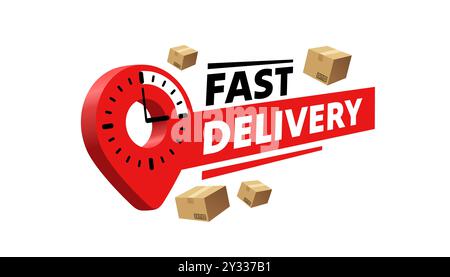 Livraison rapide, service express, emblème d'étiquette. Illustration vectorielle Illustration de Vecteur