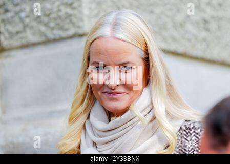 Trøndelag, 12/09/2024, Trondheim 20240912. Le prince héritier norvégien Haakon et la princesse héritière mette-Marit visitent Trondheim lors de leur voyage à Trondelag. Photo : Lise Aaserud / NTB crédit : NTB / Alamy Live News Banque D'Images