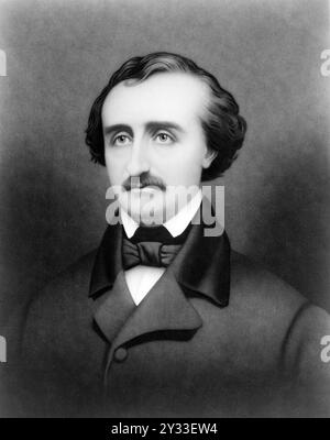 Edgar Allan Poe (1809-1849) portrait de la tête et des épaules 1896, face avant - illustration de Sartain, William, 1843-1924 - écrivain, poète, éditeur, et critique littéraire Banque D'Images