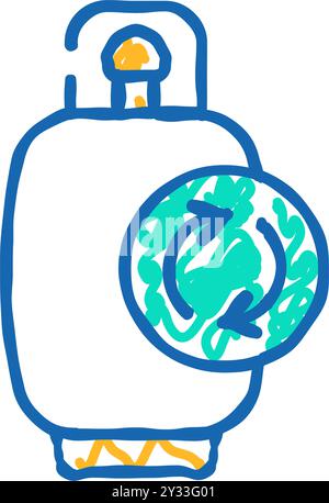 illustration de l'icône de réutilisation du biogaz en bouteille Illustration de Vecteur