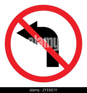 Pas de symbole de clignotant gauche, panneau de circulation interdit, symbole de cercle rouge barré avec flèche pointant vers la gauche Illustration de Vecteur