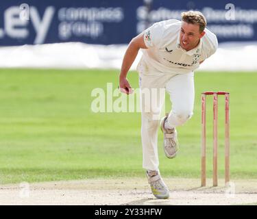 Prise à Worcester, Royaume-Uni, le 12 septembre 2024 au Worcestershire County Cricket Club, New Road, Worcester la photo est prise pendant le match du Championnat Vitality County 2024 entre Worcestershire CCC et Warwickshire CCC image est pour usage éditorial seulement - crédit à Stu Leggett via Alamy Live News Banque D'Images