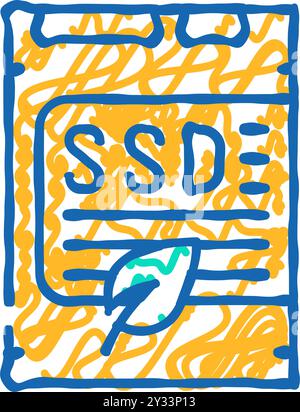 dispositif de carte ssd pour le stockage chia icône de crypto-monnaie illustration doodle Illustration de Vecteur