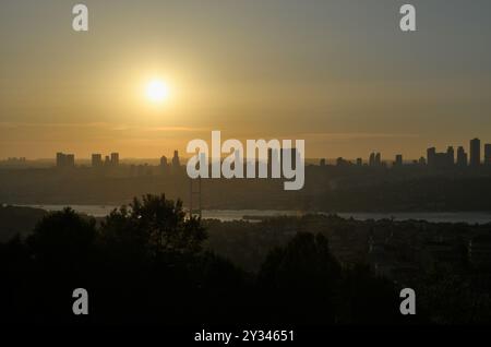 Vue de Büyük Çamlıca camii parkı,Uskudar, Istanbul, Turquie, Europe-Asie Banque D'Images