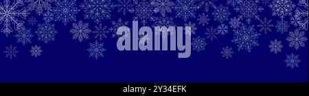 Bordure d'art de Noël avec flocons de neige bleus et argentés Illustration de Vecteur