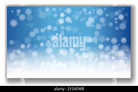 Image abstraite affichant un effet de lumière bokeh bleu et blanc sur un fond dégradé. Les cercles flous créent une atmosphère douce et rêveuse Illustration de Vecteur