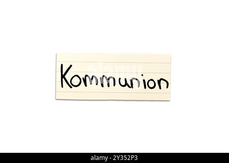 Communion. Mot allemand. Espace libre pour le texte. Isolé sur blanc. Banque D'Images