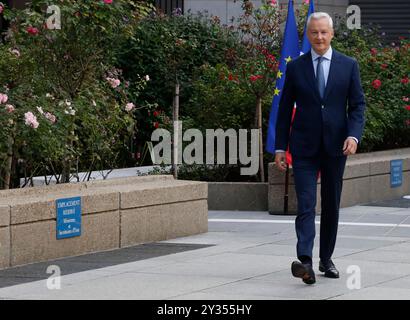 Bruno le Maire lors d’une cérémonie d’adieu au ministère français de l’Economie et des Finances (Bercy), à Paris, France, le 12 septembre 2024. La France aura un nouveau gouvernement "la semaine prochaine", a déclaré le 12 septembre le premier ministre conservateur Michel Barnier, récemment installé, alors qu'il songeait des candidats pour diriger des ministères confrontés à un parlement impassible et imprévisible. Photo de Jean-Bernard Vernier/JBV News/ABACAPRESS. COM Credit : Abaca Press/Alamy Live News Banque D'Images