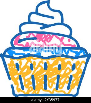 icône de cupcake crémeux illustration de doodle Illustration de Vecteur