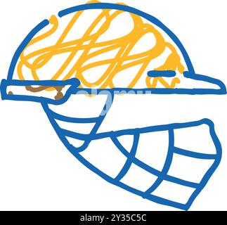 casque joueur de cricket tête de protection accessoire icône doodle illustration Illustration de Vecteur