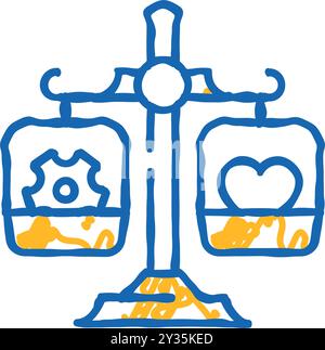 équilibre entre les tâches professionnelles et personnelles illustration de l'icône de doodle Illustration de Vecteur