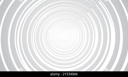 design en spirale minimaliste dans des tons monochromes de blanc et de gris. Les cercles concentriques créent une illusion d'optique captivante Illustration de Vecteur