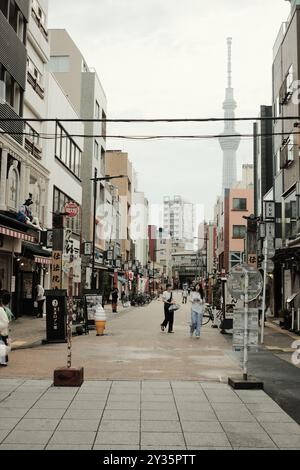 Des plans francs marchant à travers le Japon capturant l'atmosphère relaxante dans une jungle de béton. Banque D'Images