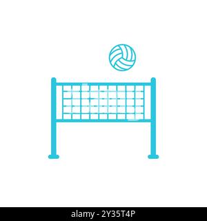 Icône volley-ball. Isolé sur fond blanc. À partir du jeu d'icônes bleues. Illustration de Vecteur