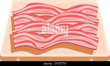 Plusieurs morceaux de bacon sont posés sur une planche à découper en bois Illustration de Vecteur