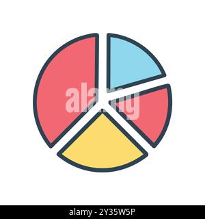 Segments de graphique circulaire. Graphique circulaire coloré divisé en quatre segments, représentant la distribution ou les proportions des données. Illustration de Vecteur