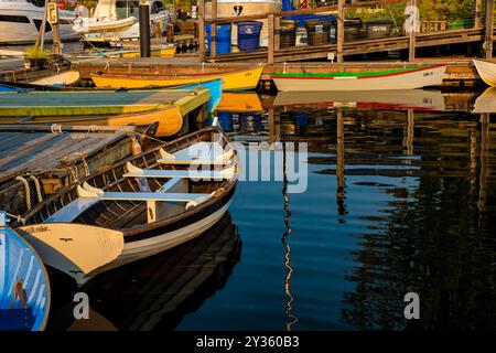 Bateaux au Center for Wooden Boats on Lake Union, Seattle, Washington, États-Unis [aucune publication ; licence éditoriale uniquement] Banque D'Images