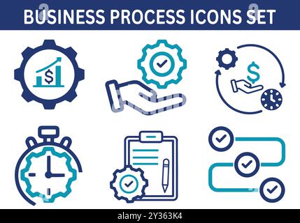 Icônes de processus métier définies. Illustration de Vecteur