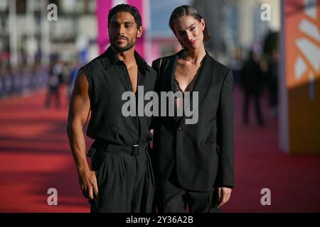 Deauville, France. 12 septembre 2024. Nassim Lyes, Kristel Van de Kamp présents à la projection du film Anora lors du 50e Festival du film américain à Deauville, France, le 12 septembre 2024. Photo de Julien Reynaud/APS-médias/ABACAPRESS. COM Credit : Abaca Press/Alamy Live News Banque D'Images